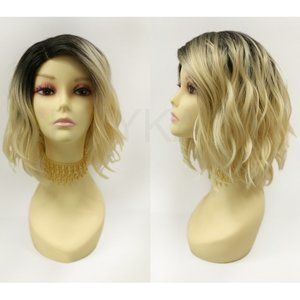 Blonde w/ dark roots Wavy Lob Wig